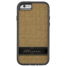 Funda Monograma de Golden Burlap para iPhone 6 Per