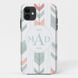 Funda Para iPhone 11 Funda Monograma iPhone 5 de patrón tribal verde de