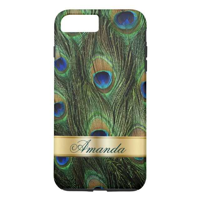 Funda De Case-Mate Para iPhone Funda Monograma Peacock Feathers para iPhone 7 Plu (Reverso)