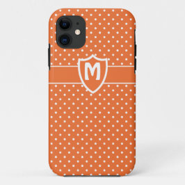 Funda Para iPhone 11 Funda Monogrammed iPhone 5, Naranja Polka Dots