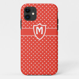 Funda Monogrammed iPhone 5, puntos de polka roja