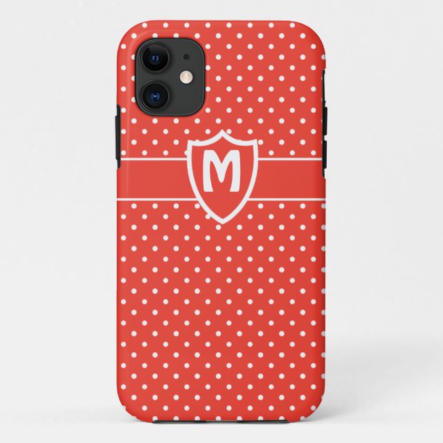 Funda De Case-Mate Para iPhone Funda Monogrammed iPhone 5, puntos de polka roja (Reverso)