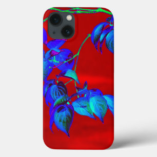 iPhone 13 Funda para iPad Air Red Sky Blue Leaves