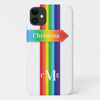 funda para iPhone 11 | Arcoiris tachado con monogr