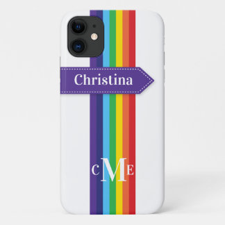 funda para iPhone 11 | Arcoiris tachado con monogr
