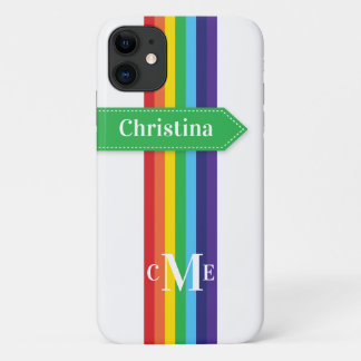 funda para iPhone 11 | Arcoiris tachado con monogr