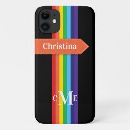 funda para iPhone 11 | Arcoiris tachado con monogr
