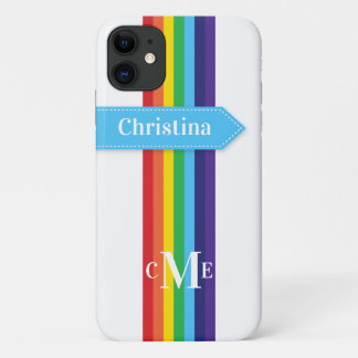 funda para iPhone 11 | Arcoiris tachado con monogr