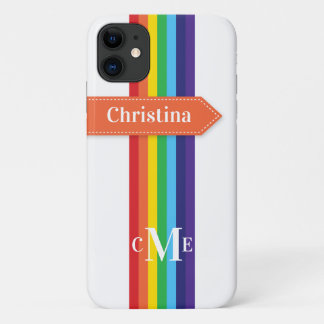 funda para iPhone 11 | Arcoiris tachado con monogr