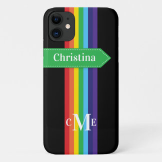 funda para iPhone 11 | Arcoiris tachado con monogr