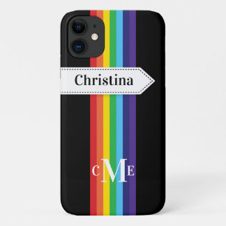 funda para iPhone 11 | Arcoiris tachado con monogr