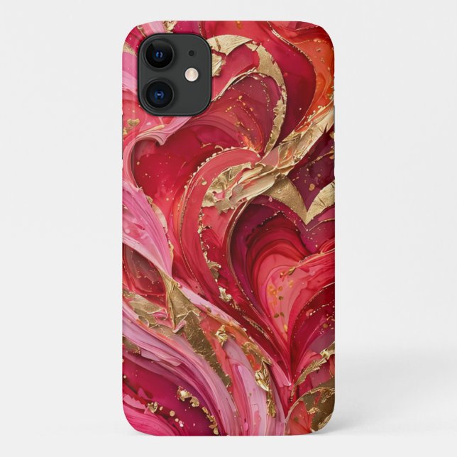 Funda De Case-Mate Para iPhone Funda para iPhone 11 mármol rojo y rosa dorado (Reverso)