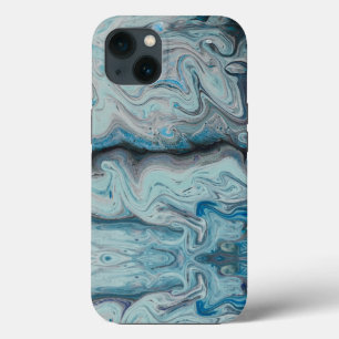 Funda para iphone 13 de mármol abstracto azul.