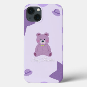 Funda para iPhone 13 de osito Teddy cósmico púrpur