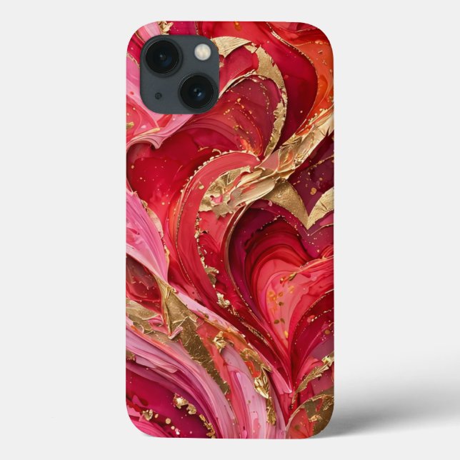 Funda De Case-Mate Para iPhone Funda para iPhone 13 mármol rojo y rosa dorado (Reverso)