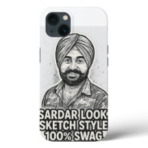 Funda para iPhone 13 Sardar Sketch Swag – Blanco y