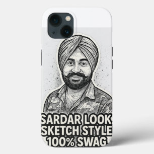Funda para iPhone 13 Sardar Sketch Swag – Blanco y