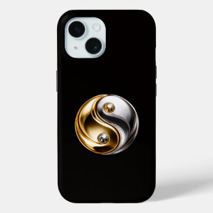 Funda para iPhone 15 Black 4 Luxe, Armonía Yin Yan