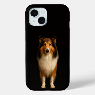 Funda para iPhone 15 Black 4 Luxe, perro Collie le