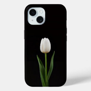 Funda para iPhone 15 Black 4 Luxe, Tulipán Blanco