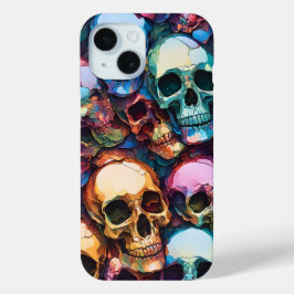 Funda para iPhone 15 con calavera gótica funky