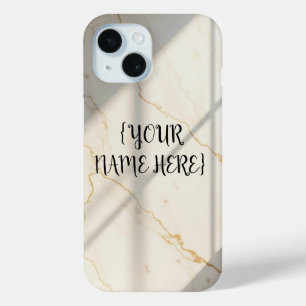 Funda para iPhone 15 con mármol cremoso y monogram