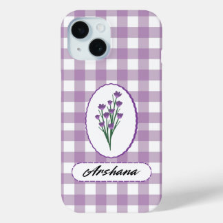 Funda para iPhone 15 con ramillete de flores a cua