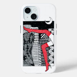Funda para iPhone 15 de piernas de mujer en ciudad