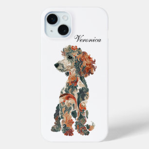 Mini Funda para iPhone 15 de Poodle Standard de arte po