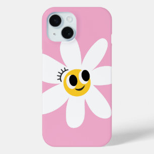 Funda para IPhone 15 Margarita Blanca y Rosa