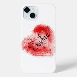Mini Funda para iPhone 15 Plus con gráfico de corazón r