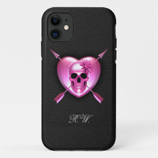 Funda para iPhone 5 de corazón rosado y cráneo