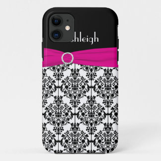11 Funda para iPhone 5 de Damask rosa, negro y blanco
