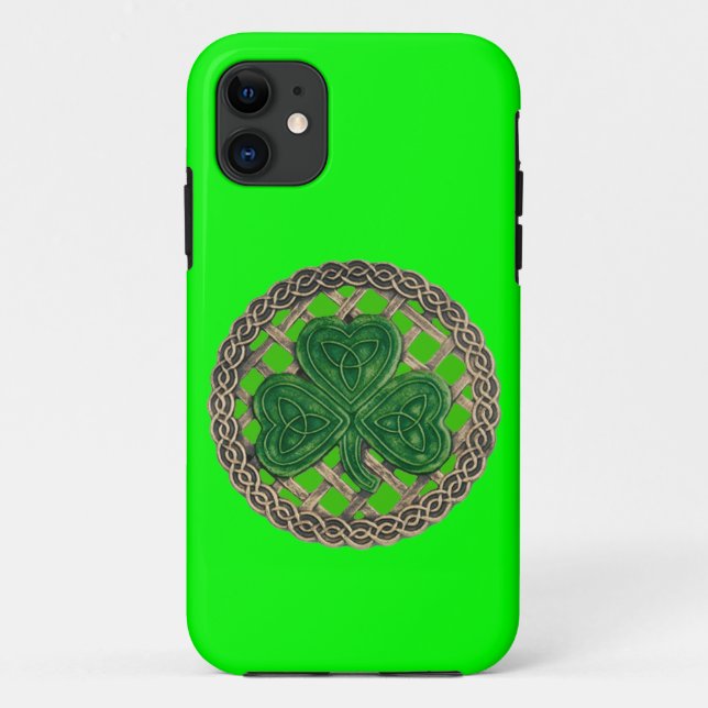 Funda De Case-Mate Para iPhone Funda para iPhone 5 Green Shamrock & Celtic Knots (Reverso)