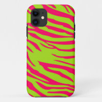 Funda para iPhone 5 Hot Pink Lime Zebra Mate ID™