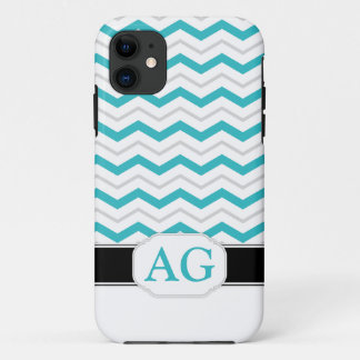 Funda para iPhone 5 monograma de chevron gris y tu