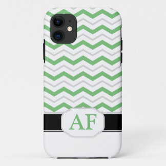 Funda para iPhone 5 monograma de chevron gris y ve