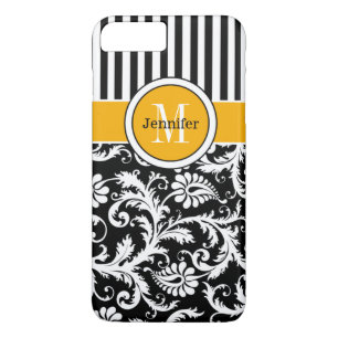 8 Plus/7 Plus funda para iPhone 7   Damasco, franjas   Amarillo