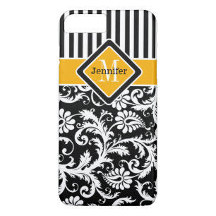 Funda para iPhone 7   Damasco, Rayas   Amarillo 2