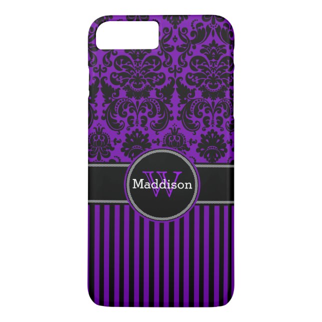 Funda De Case-Mate Para iPhone funda para iPhone 7 | Damasco | Tiras | Púrpura (Reverso)
