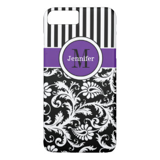 8 Plus/7 Plus funda para iPhone 7 | Damasco | Tiras | Púrpura
