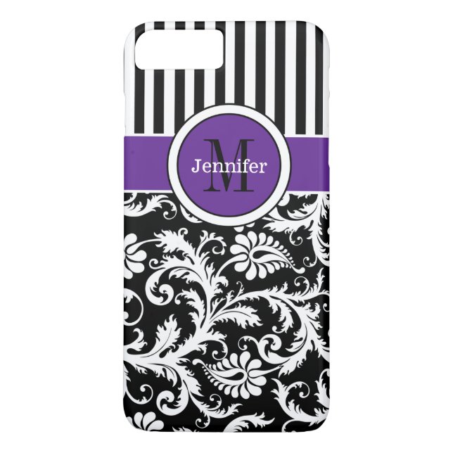 Funda De Case-Mate Para iPhone funda para iPhone 7 | Damasco | Tiras | Púrpura (Reverso)