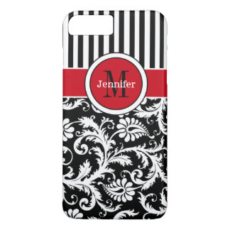 8 Plus/7 Plus funda para iPhone 7 | Damasco | Tiras | Rojo
