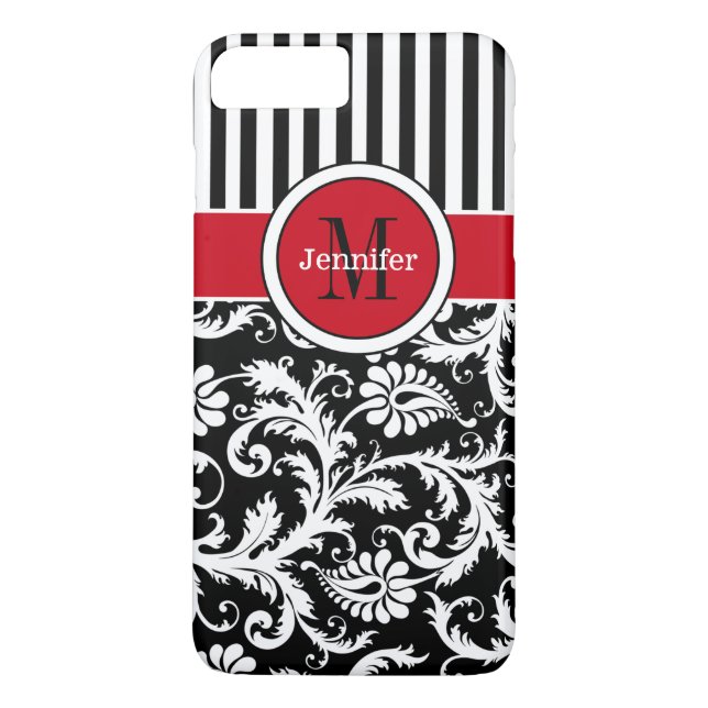Funda De Case-Mate Para iPhone funda para iPhone 7 | Damasco | Tiras | Rojo (Reverso)