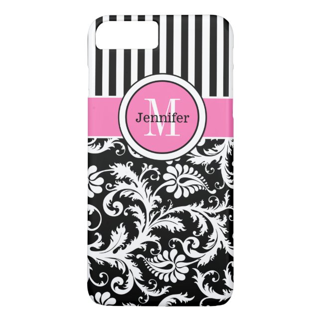 Funda De Case-Mate Para iPhone funda para iPhone 7 | Damasco | Tiras | Rosa (Reverso)