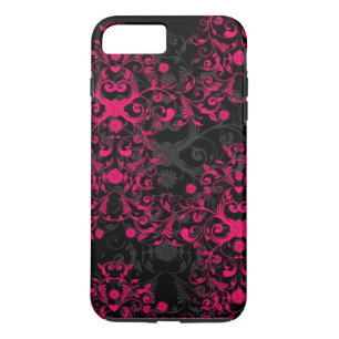 8 Plus/7 Plus Funda para iPhone 7 rosa caliente y negro elegante