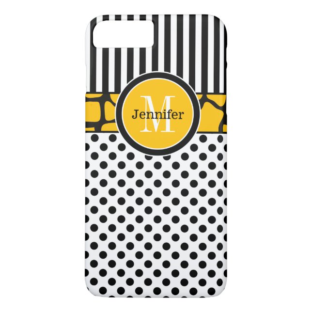 Funda De Case-Mate Para iPhone funda para iPhone 7 | Tiras, puntos | Amarillo (Reverso)