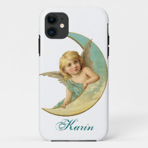 Funda para iPhone Ángel Vintage y Luna Agrega tu N