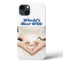 Funda para iPhone azul mar con foto de esposa