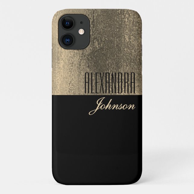 Funda De Case-Mate Para iPhone Funda para iPhone Black Gold Elegant Name (Reverso)